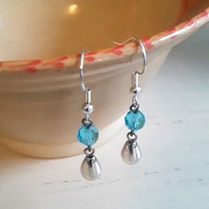 Beautiful Vintage Glass Bead Earrings,  Sterling Silver Hooks, Hand Crafted